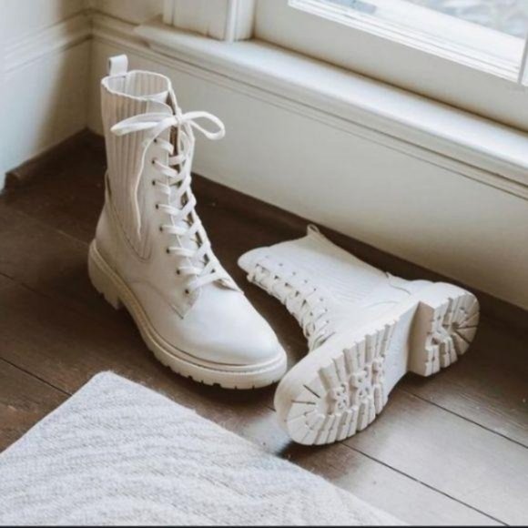 Bone Knit Shaft Lace Up Combat Boots - Picture 5 of 6